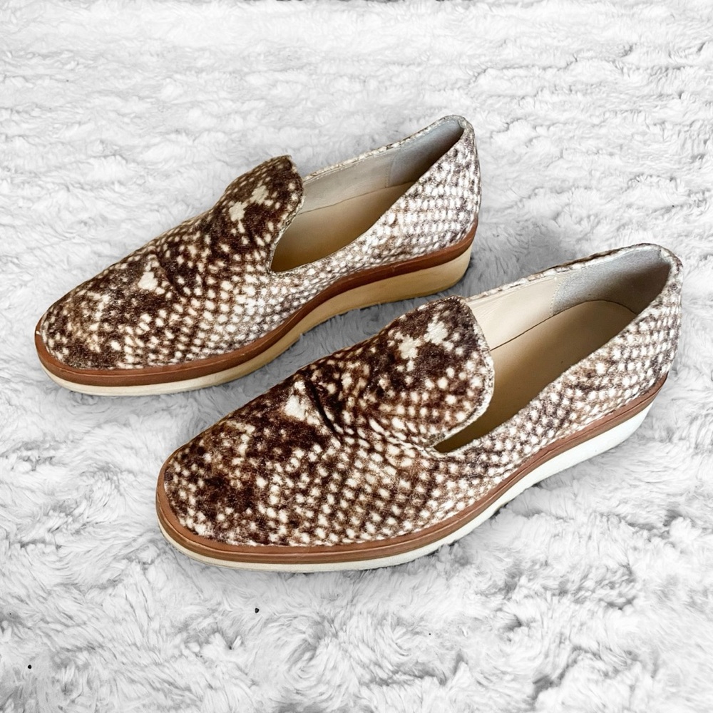 FREE PEOPLE Snake Eyes Brown and White Velvet Platform Loafer Women's 38